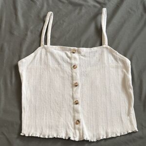 Volcom 90s Y2K Cottage Core White Button‎ Front Cropped Tank Top Small 4/6
